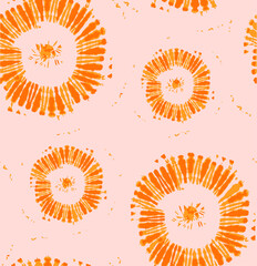Pink Color Swirl Watercolor. Vector Tie Dye Swirl. Seamless Pale Tie dye. Spiral Tie Dye Round, summer pattern design in vector graphic, t-shirt print design