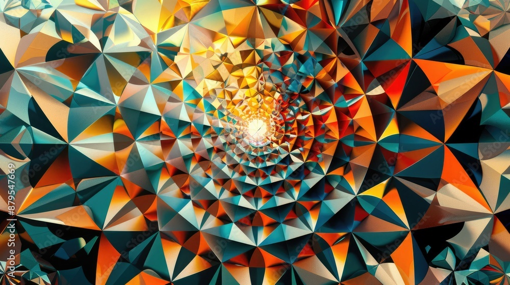 Poster geometric shapes in vibrant colors convey depth and sophistication, crafting a tapestry of complexit