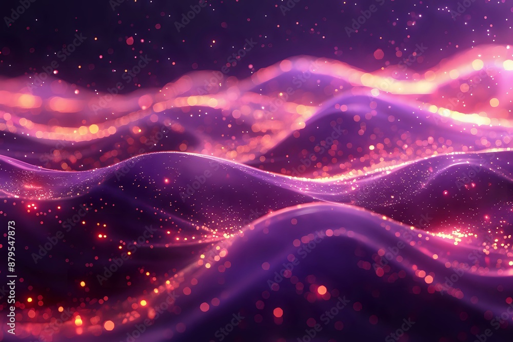 Aufkleber Abstract representation of colorful waves with glowing particles, creating a futuristic and dynamic visual. Perfect for illustrating technology, digital art, and innovation.