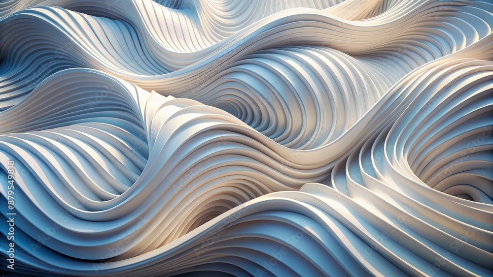 Aufkleber ethereal white wavy curves undulate and swirl in mesmerizing harmony creating a futuristic abstract 