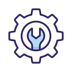 Spanner with cogwheel showing concept icon of technical settings