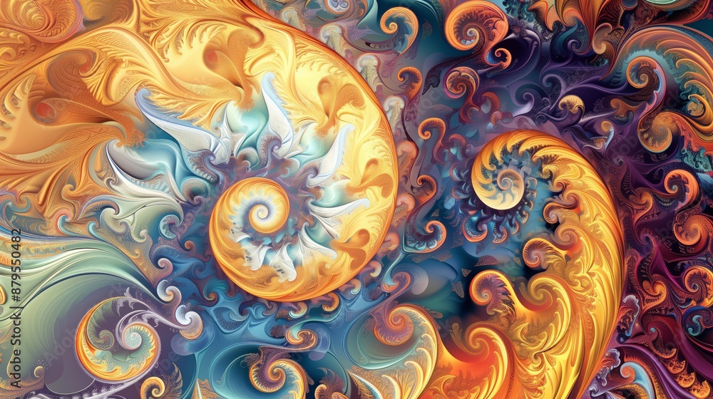 Poster a dynamic swirl pattern with vibrant colors and intricate designs creates a captivating, elegant eff