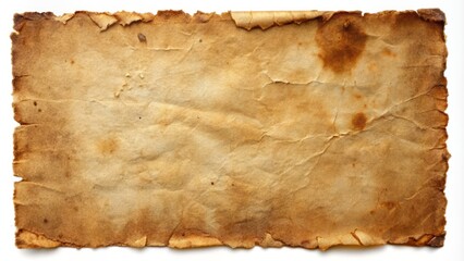 Worn, aged, and stained vintage paper with creases, tears, and frayed edges, evoking a sense of forgotten historical significance.