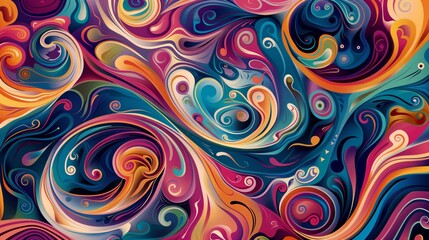 Obraz premium A dynamic swirl of vibrant colors and intricate designs creates a visually captivating and mesmerizing display.