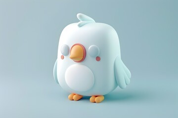 Adorable 3D Cuckoo Bird Character in Nostalgic Badge Logo Design