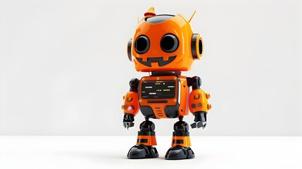 Obraz premium Cute 3D Halloween Robot Character on White Background