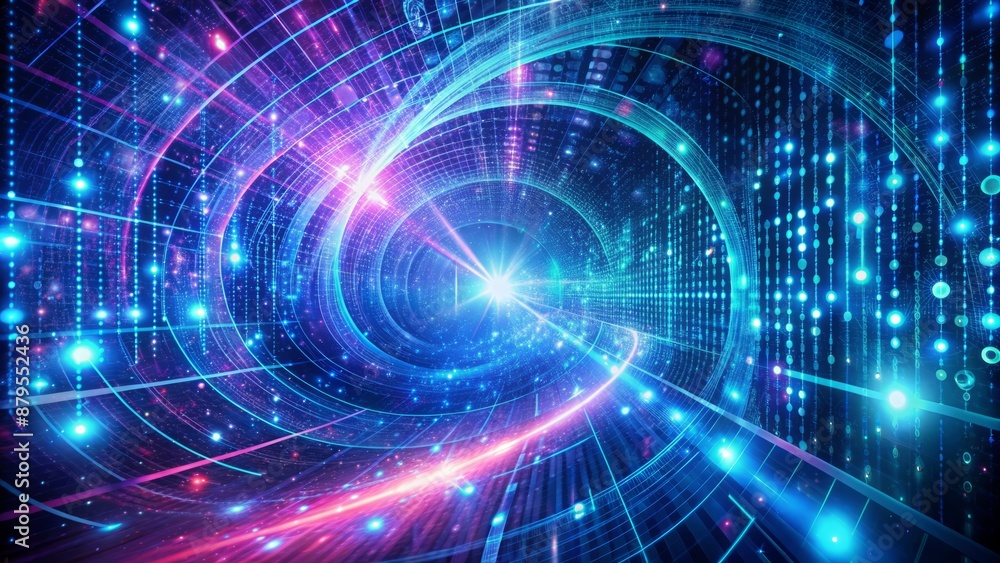 Aufkleber vibrant abstract futuristic cyberspace wallpaper featuring swirling binary code and digital matrix p