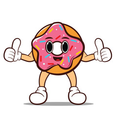 cute donut character mascot icon, editable vector hand drawn