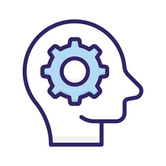 Cogwheel inside human mind, concept icon of brainstorming in trendy style