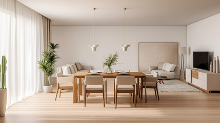Fototapeta premium background Modern interior design of apartment dining room