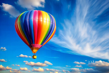 Fototapeta premium Colorful hot air balloon flying in the deep blue sky.