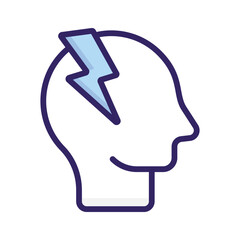 Lightbolt with human mind, concept icon of brainstorming in trendy style
