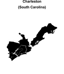 Obraz premium Charleston County (South Carolina) blank outline map