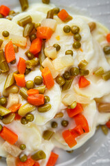 potatoes with vegetables second course natural fresh appetizer meal food snack on the table copy space food background rustic top view keto or paleo diet