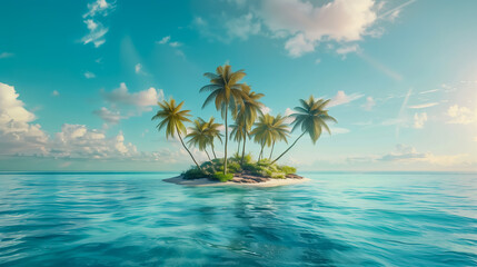 beautiful small island With coconut trees