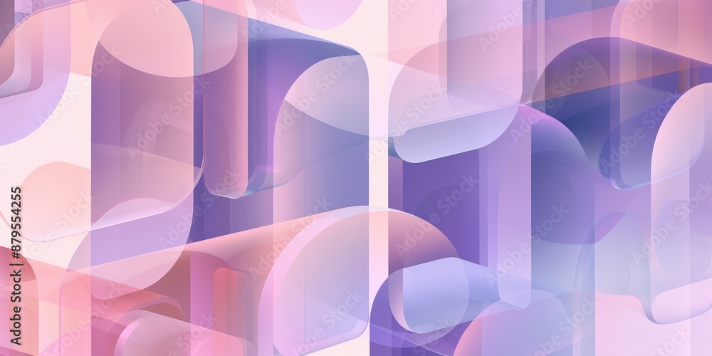 Poster vibrant abstract image with colorful overlapping geometric shapes in gradients and translucent layer