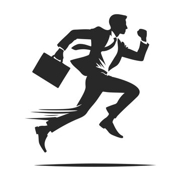 running businessman silhouette with briefcase