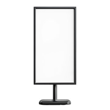 Blank vertical digital signage isolated on white background, ideal for advertisement and promotional content display purposes.