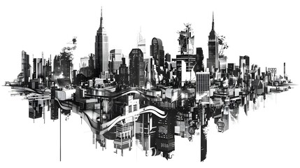 Obraz premium Futuristic Cityscape for Shirt Design or Digital Art