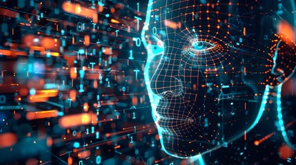 Naklejka premium Futuristic Digital Network Monitored by Intelligence Technology