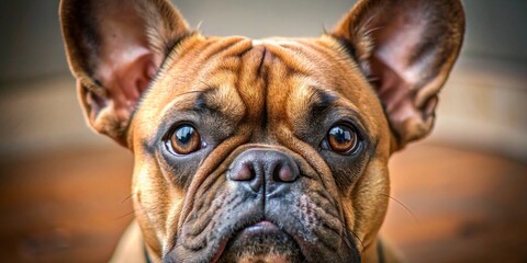 Fototapeta premium A Close Up Portrait of a French Bulldog with Big Eyes, Close Up, Photography , French Bulldog , dog , pet