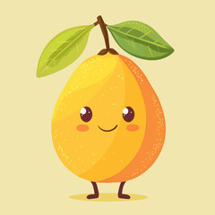 Cute Cartoon Mango Food Character  Illustration