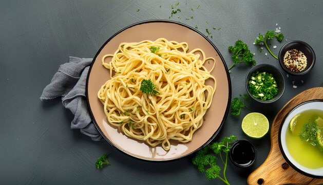Fotografia de un plato de spaguettis