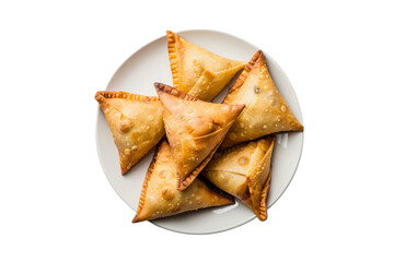 beautifully decorated plate of samosa transparent pn