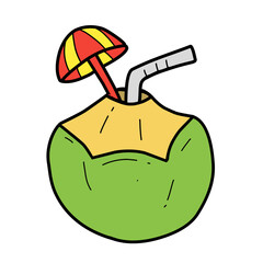 Coconut fruit drink illustration icon