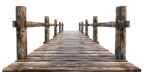 Wooden pier isolated on transparent or white background