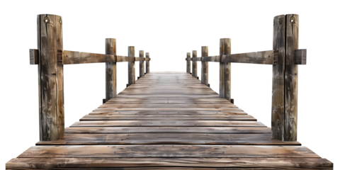 Wooden pier isolated on transparent or white background