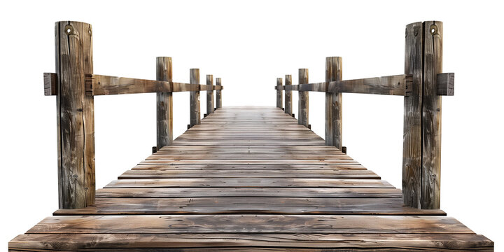 Fototapeta Wooden pier isolated on transparent or white background