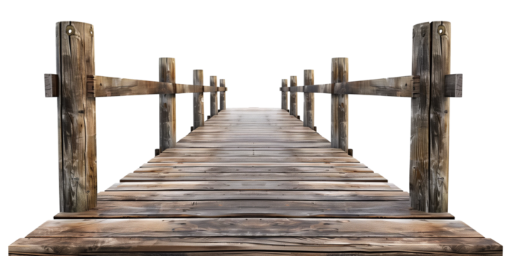 Wooden pier isolated on transparent or white background