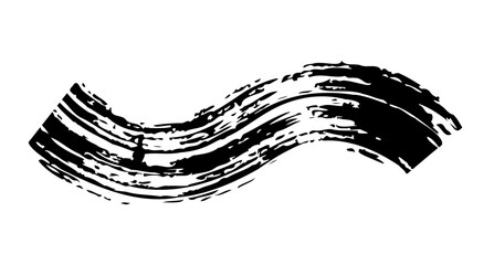 Black ink paint vector brush strokes. Thick dirty distress texture. Grunge rough paint brushes. touch material, dirty splash, handwritten texture simple stripes.