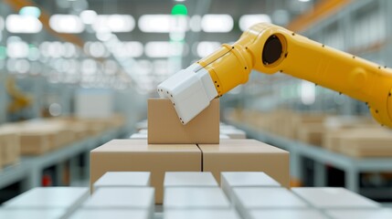 Fototapeta premium automated factories featuring sleek designs with robotic systems