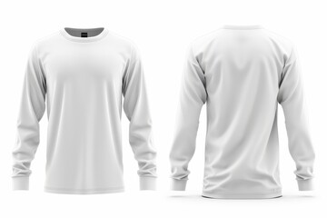 Blank white longsleeve t-shirt mockup, front and back view