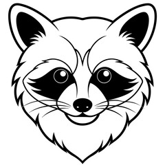 High-Quality Raccoon Head Silhouette Line Art Vector Illustration Design.