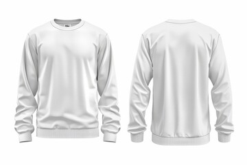 Blank white longsleeve t-shirt mockup, front and back view