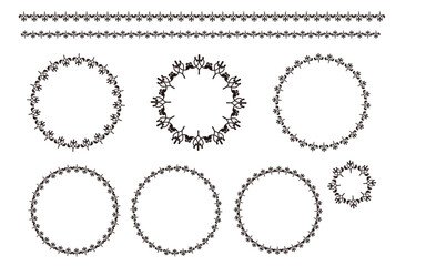 抽象的な円フレームとラインのセット。