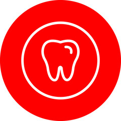 Tooth Vector Line White Circle Red