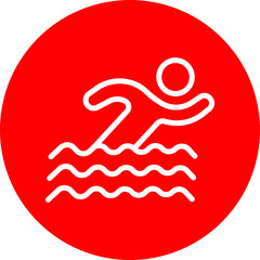 Swimming Vector Line White Circle Red