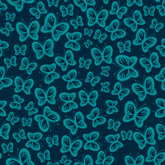 Seamless vector illustration print pattern background wallpaper with butterflies summer spring for textile, paper, pack etc 