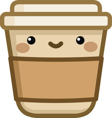 Smiling coffee cup in a kawaii style