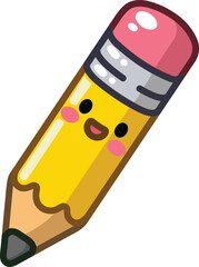 Cute pencil in a kawaii style