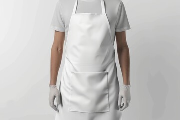 White apron Mock-up isolated on soft gray background.clean apron