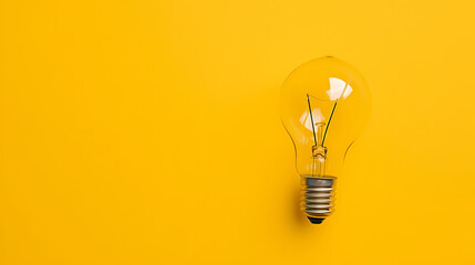 Light bulb floating on yellow background.