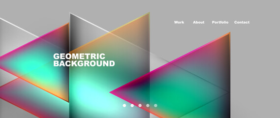 Flowing bright neon gradients geometric abstract background with triangles and lines. Fluid color pattern of color liquid gradient background for wallpaper, banner, background, card, landing page