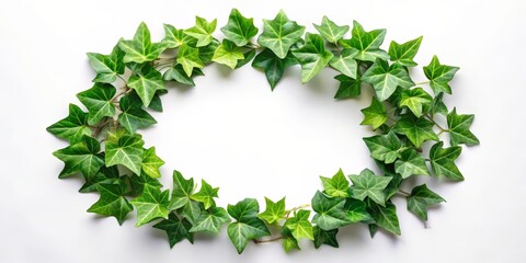 Green Ivy Leaf Wreath, white background, nature, plant, botanical , greenery
