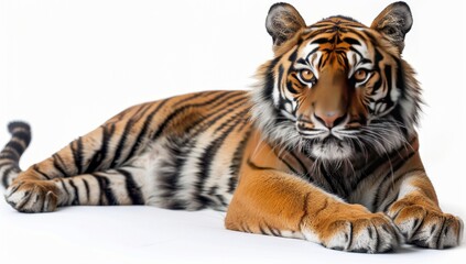 Majestic Tiger Portrait on White Background