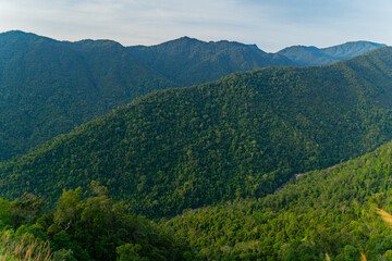 Fototapeta premium High-altitude landscape. Highlands, the road to Dalat in Vietnam. 